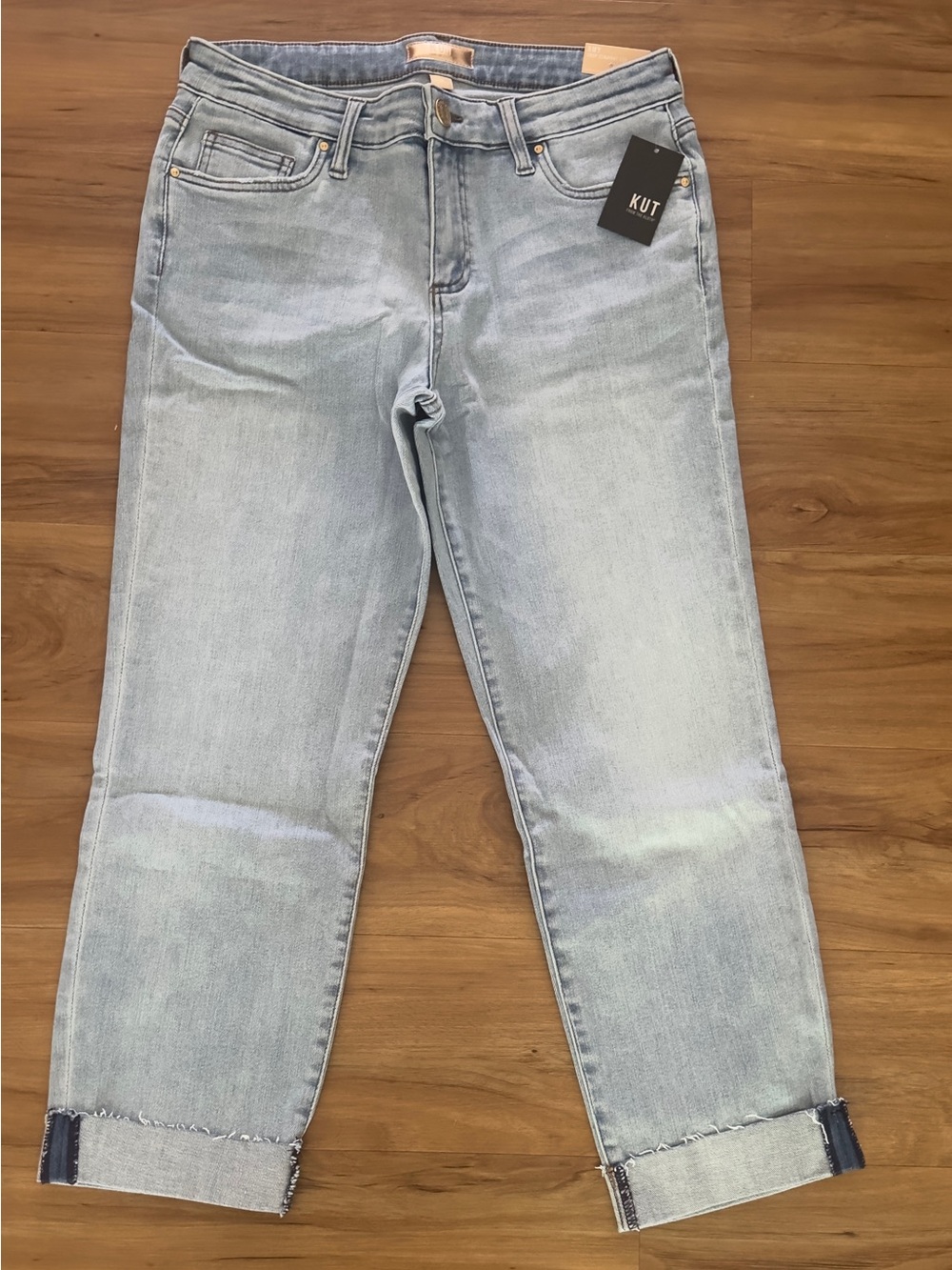 KUT FROM THE KLOTH AMY CROP STRAIGHT LEG LIGHT DENIM JEAN 8 NWT